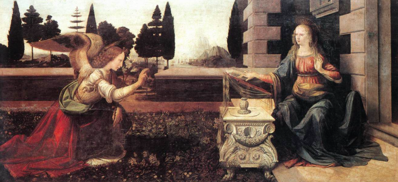 Leonardo Da Vinci, Annunciation (1475). Photo: virtualuffizi.com