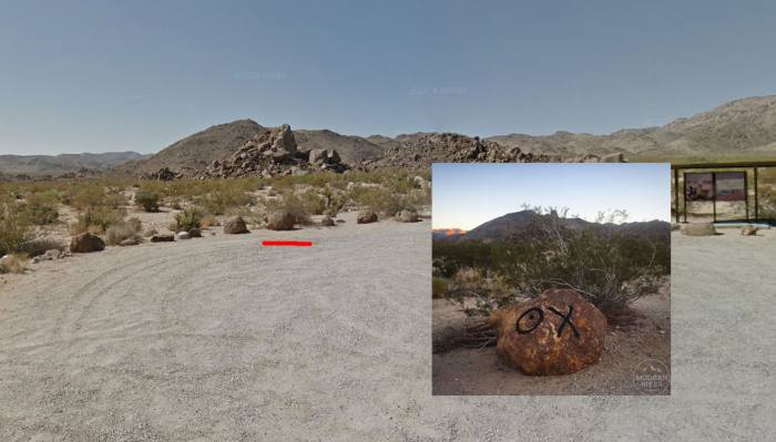 Google street view shows where Andre Saraiva likely left graffiti in California's Joshua Tree National Park.  Photo: via Modern Hiker. 