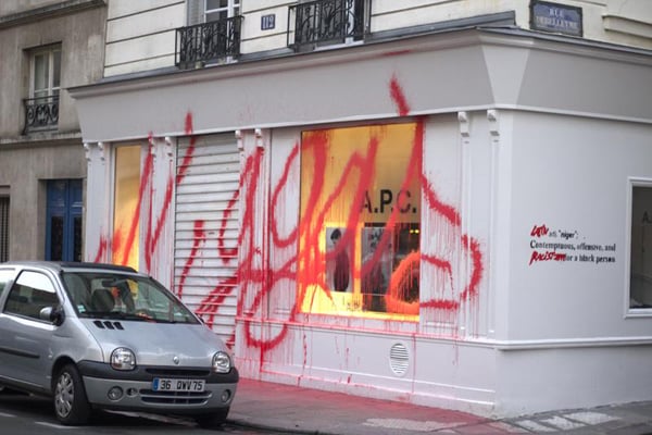 Kidult sprayed the N-word on A.P.C. storefront in le Marais Photo via KIDULT