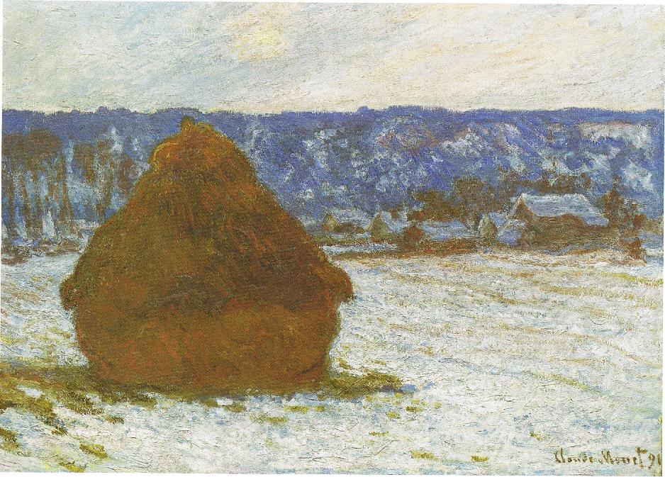 Claude Monet, <em>Stack of Wheat (Snow Effect, Overcast day)</em> (1890–91). Photo: Art Institute of Chicago. 