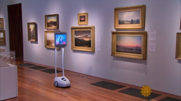 One of the De Young Museum robots. Photo: video still, via CBS News.