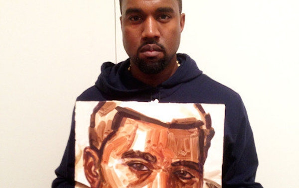 Kanye West with an unidentified paintingPhoto via: #BiennalYe