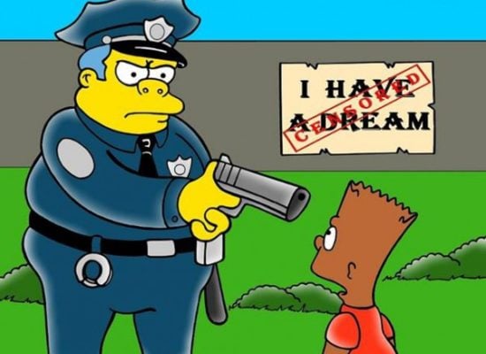 Police Officer Shoots Black Bart Simpson in Artist's Take on Iconic Cartoon