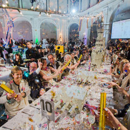 Glitter party poppers unleashed at Duke Riley's table at the Brooklyn Artists Ball. Photo: Liz Ligon, courtesy the Brooklyn Museum.