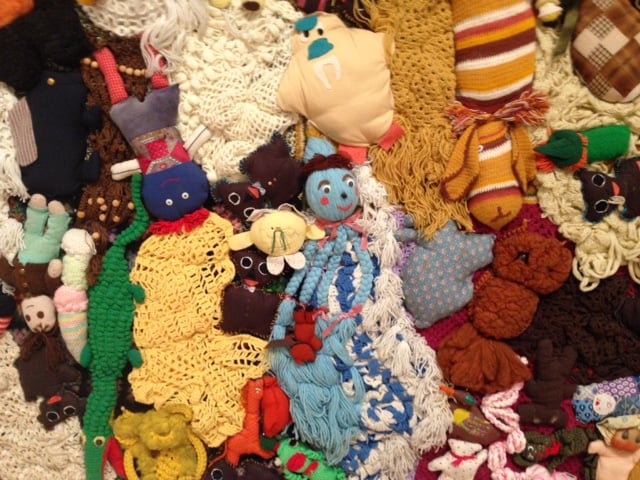Mike Kelley, <em>More Love Hours Than Can Ever Be Repaid</em> (1987), detail, at the Whitney Museum. Photo: Sarah Cascone.