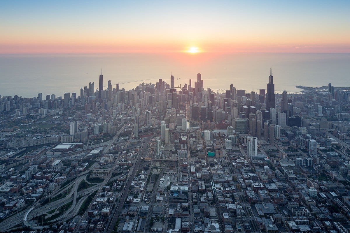 Iwaan Baan, Chicago skyline, photographed as part of an artistic commission by the Chicago Architecture Biennial.