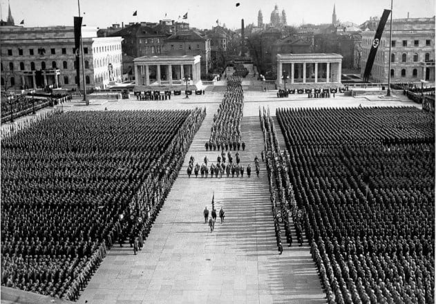 A 1936 Nazi rally in Munich's Königsplatz square. Photo: courtesy the Bavarian State Library.
