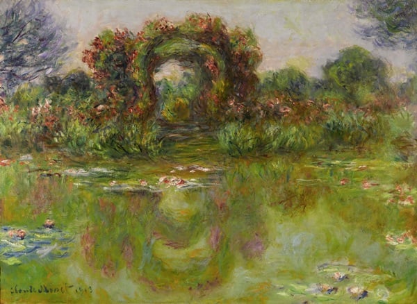 Claude Monet, Bassin aux nymphéas, les rosiers (n.d.). (estimate: $18 million–25 million). Photo: Courtesy Sotheby's.