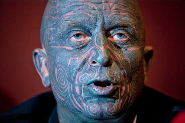 Arts professor, painter, composer and fully-tattooed politician Vladimír Franz is among the artists whose work has been lost in the Valtice Castle case. Photo: Petr Topič, MAFRA, via: kultura.idnes.cz