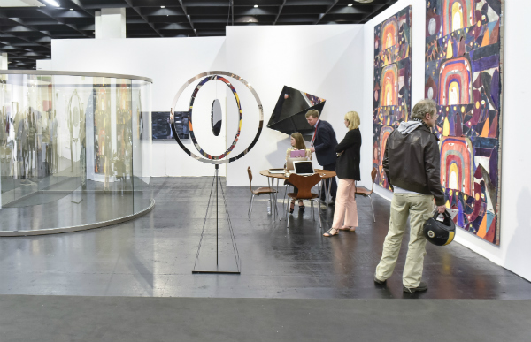 Booth by Wallner Gallery with works by Dan Graham, Jeppe Hein and Alexander Tovborg at Art Cologne 2015<br />   Photo: Courtesy Koelnmesse.