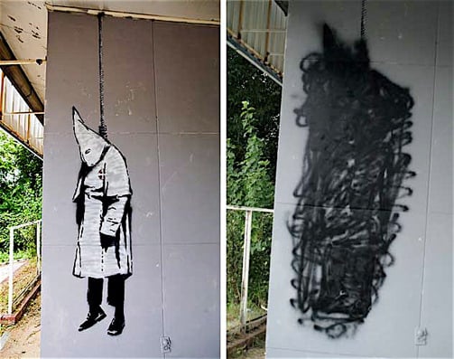 Banksy's previous, KKK-themed work in Alabama (2008).