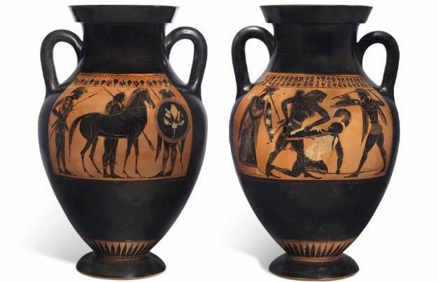 This Greek amphora, valued at up to about $100,000, has been withdrawn from a sale at Christie's London.