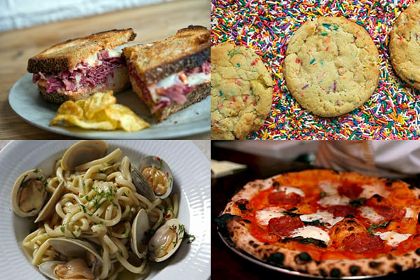 Frieze Food vendors, from top left to right: Court Street Grocers, Momofuku Milk Bar, Roberta's, and Frankies Spuntino.