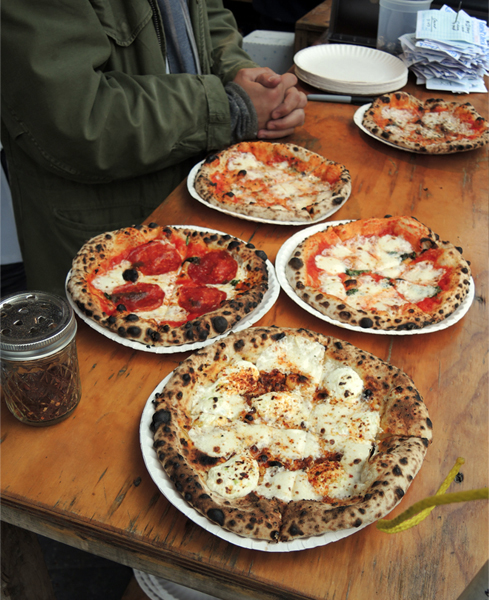 Roberta's pizza at Frieze (2014).  Photo: Sarah Cascone. 