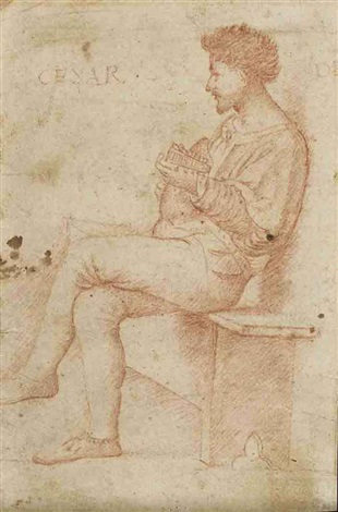 Giovanni Agostino da Lodi, A lutenist, seated on a bench, seen in profile (circa 1500). Photo: artnet. 