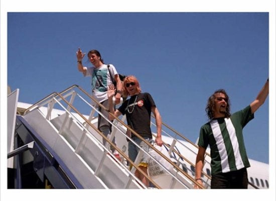 Shelli Hyrkas, Airplane Australia- Dave Grohl, Kurt Cobain, and Krist Novoselic (1992). Photo: courtesy of Shelli Hyrkas/Glenn Green Galleries.