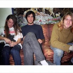 Shelli Hyrkas, Nirvana Backstage London: Chad Channing, Krist Novoselic, and Kurt Cobain (1989). Photo: courtesy of Shelli Hyrkas/Glenn Green Galleries.