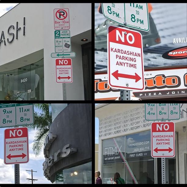 Plastic Jesus, "No Kardashian Parking" (2015), Los Angeles, various locations. 