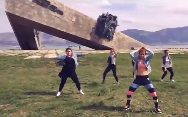 A still from the offending twerk video that landed three Russian women in jail.
