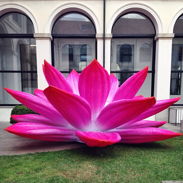 An inflatable lotus flower by Choi Jeong Hwa, in the Textifood exhibition at the French Pavilion at Expo Milano. Photo: franceexpo2015, via Instagram.