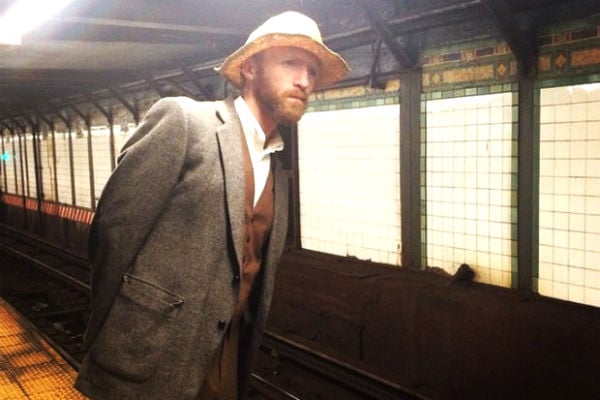 Robert Reynolds waits for the subway in New York<br>Phot via: DNAinfo