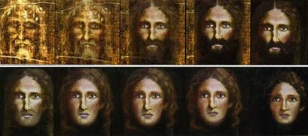 A rendering of Jesus's face at different ages based on the Shroud of Turin. Photo: Rome police.