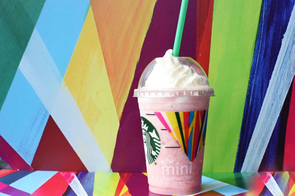 Maya Hayuk's artwork appears to have inspired Starbuck's Mini Frappuccino promotional campaign. Photo: Starbucks.