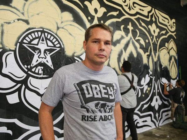 Shepard Fairey has been charged with two counts of malicious destruction of property. Photo: Rob Widdis via Detroit Free Press