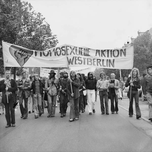 Gay rights demonstration, Berlin 1973 Photo: Rüdiger Trautsch via Schwules Museum, Berlin
