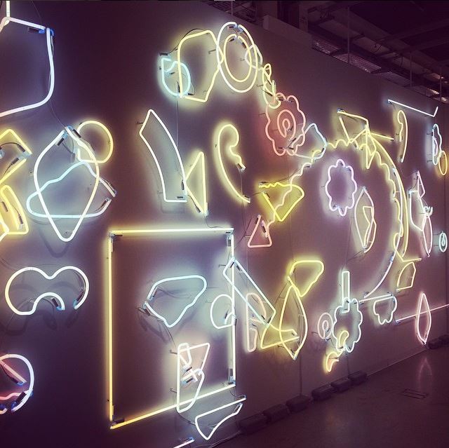 Pae White's abstract neons shine bright at Kaufmann Repetto Milan. Photo: Instagram/@floorkuitert