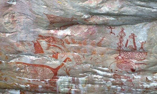 A rock painting photographed for the first time by the documentary film crew. Photo: Francisco Forero Bonell/Ecoplanet