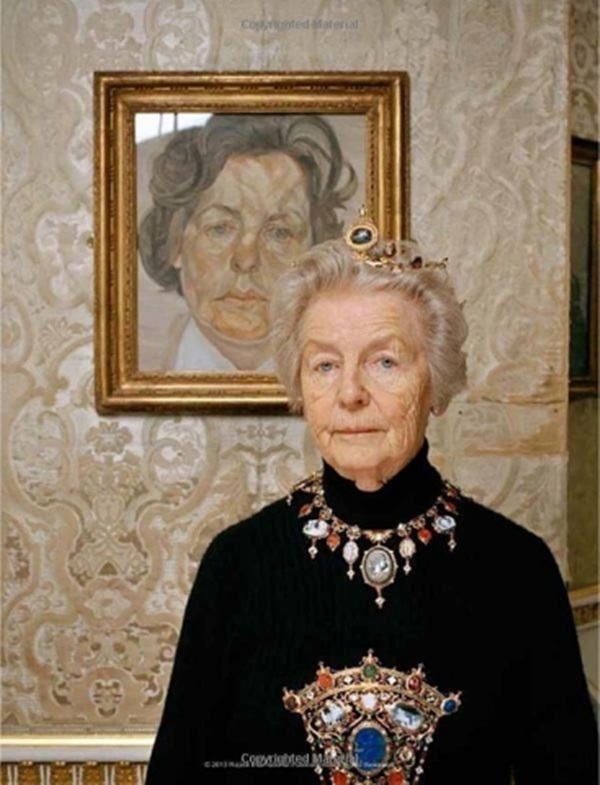 Deborah Cavendish with Lucian Freud's portrait of her.  Image: via  pricescope.com