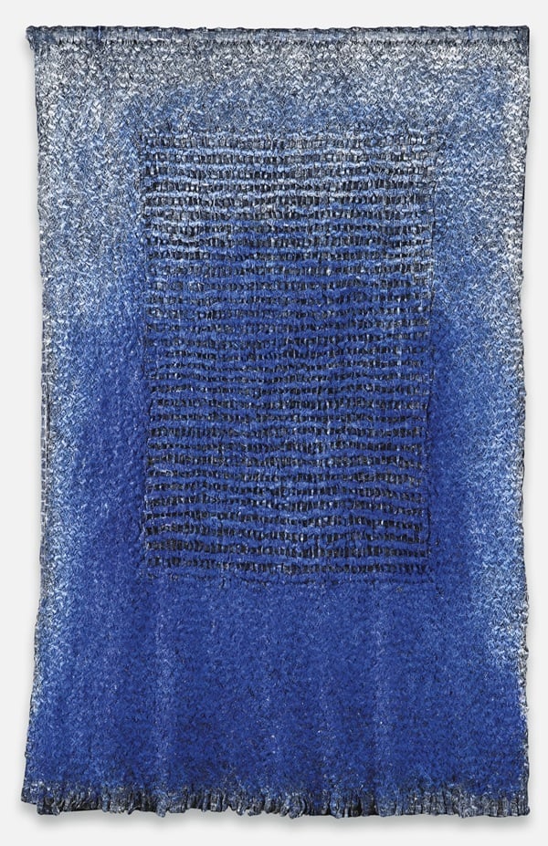Olga de Amaral's  Sombra Azul (1998) sold for $245,000 at Sotheby's in November 2014, the highest price at auction for the artist to date. (Estimate: $80–120,000). Image: Courtesy of Sotheby's.