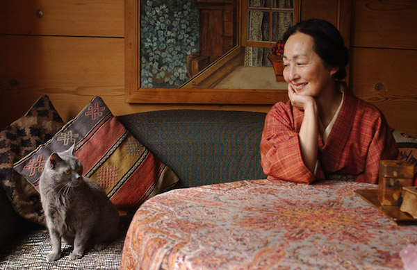 Setsuko Klossowska de Rola at the Grand Chalet in Rossinière, Switzerland<br>Photo via: The Art of the Room 