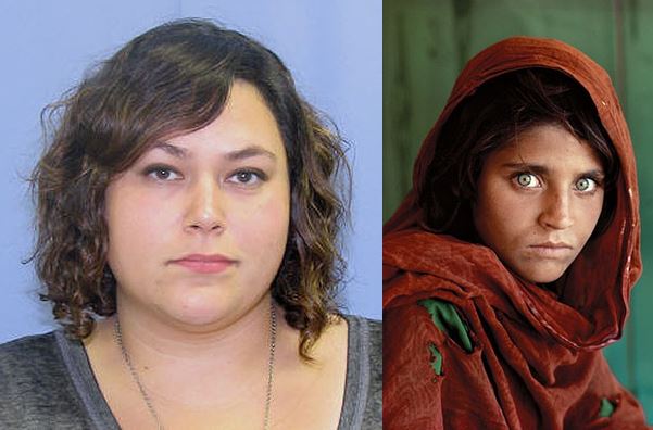 Bree DeStephano (left) pleaded guilty to stealing more than $200,000 from photographer Steven McCurry, including his famous image Afghan Girl (right). Courtesy of the Chester County District Attorney and Steve McCurry.