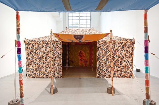 Francesco Clemente, Standing With Truth Tent, 2013 (exterior view), tempera on cotton and mixed media. Courtesy of the artist and Blain/Southern Gallery, Berlin.