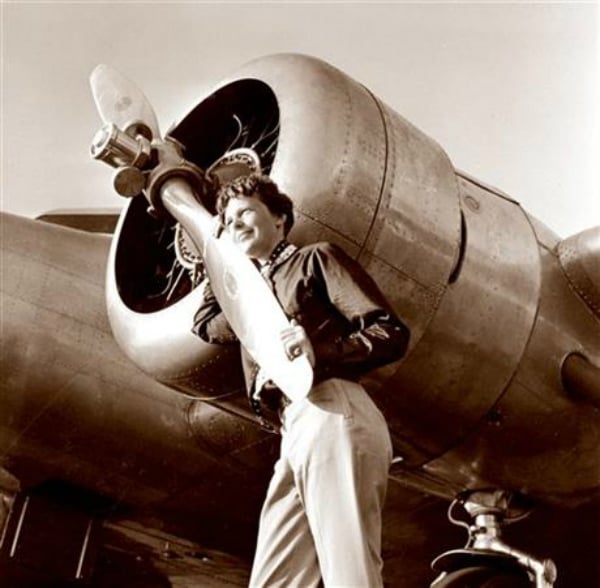 Aviator Amelia Earhart with her Electra plane's propeller, taken by Albert Bresnik at Burbank Airport in Burbank, Calif. It was a clear spring day in 1937 when Amelia Earhart, ready to make history by flying around the world, brought her personal photographer to a small Southern California airport to document the journey's beginning. Photo: Albert Bresnik/The Paragon Agency via AP