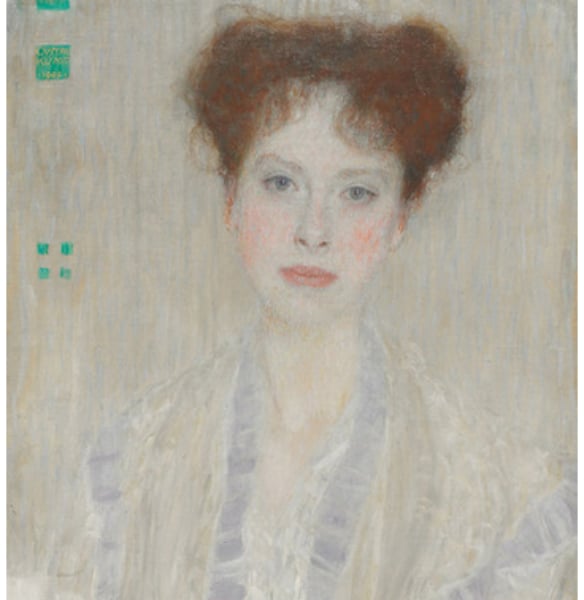 Detail of Gustav Klimt, <em>Portrait of Gertud Lowe</em> (1902). 