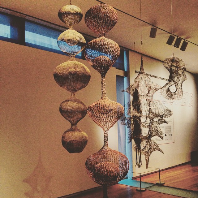 Ruth Asawa sculptures in "Pathmakers: Women in Art, Craft and Design, Midcentury and Today" at the Museum of Arts and Design. Photo: Sarah Cascone.