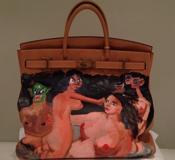 Kanye West commissioned this painted Birkin from George Condo for wife Kim Kardashian.
