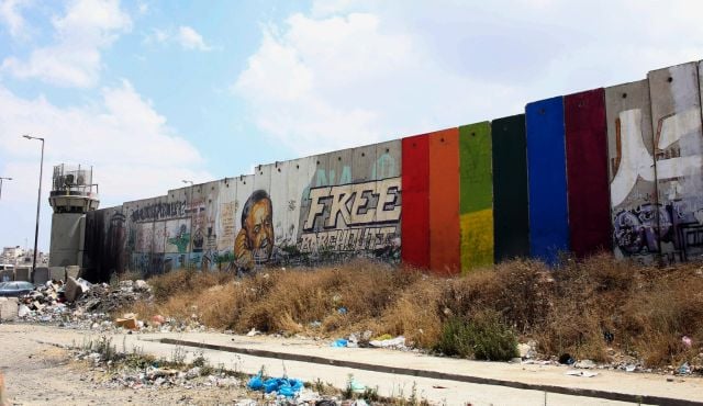 The rainbow flag mural spurred a debate in Palestine Photo: via Haaretz