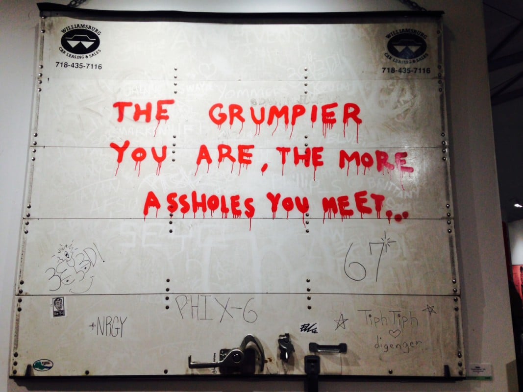 Banksy, Grumpier Truck Door (2013) at Keszler Gallery.