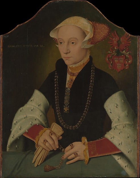 Portrait of a Woman of the Slosgin Family of Cologne Barthel Bruyn the Younger (German, ca. 1530–before 1610) Date: 1557. Photo: courtesy of the Metropolitan Museum of Art.