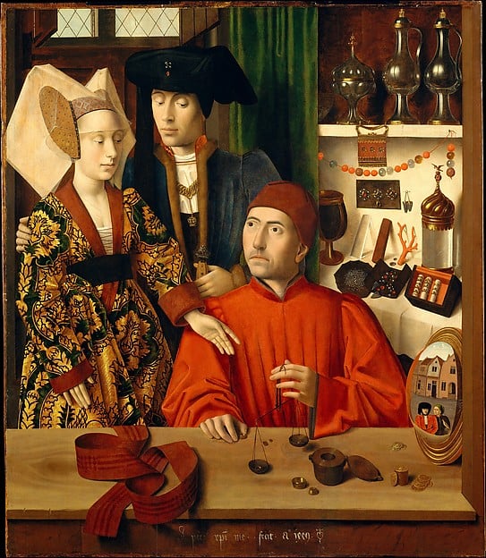 A Goldsmith in his Shop Petrus Christus (Netherlandish, Baarle-Hertog (Baerle-Duc), active by 1444–died 1475/76 Bruges) Date: 1449. Photo:  courtesy of the Metropolitan Museum of Art.