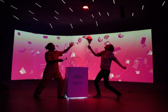 "Candy Cotton Theremin" an installation by Emilie Baltz and Phil Sierzega, part of NEW INC Showcase 2015 at Red Bull Studios in Manhattan, NY, USA on 8 July 2015.