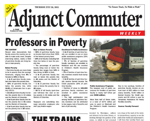 Detail of the front page of the first Adjunct Commuter Weekly