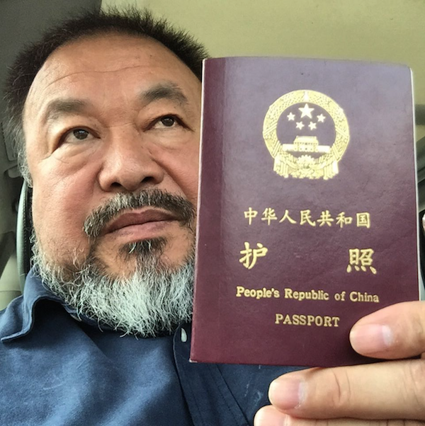 Ai Weiwei announced the return of his passport to his 111,000 Instagram followers. Photo: Ai Weiwei (@aiww) via Instagram