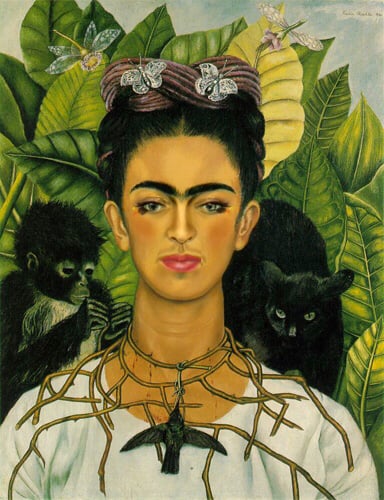 Frida Kahlo, Self-Portrait with Thorn Necklace and Hummingbird, 1940, Harry Ransom Center, University of Texas, Austin.