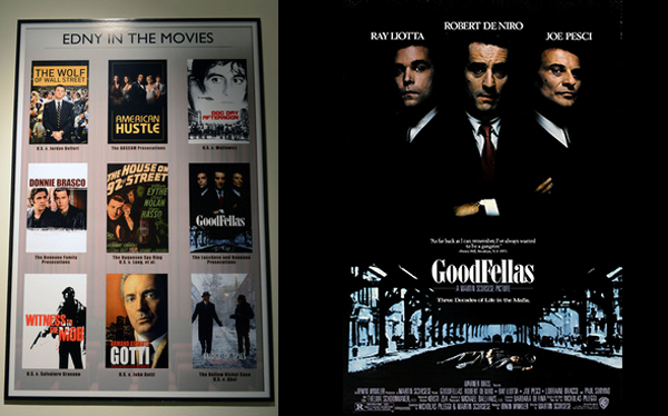 The <em>Goodfellas</em> poster on display at the U.S. District Courthouse in Brooklyn. Photo: Rick Kopstein, courtesy the <em>New York Law Journal</em>, and Warner Brothers.