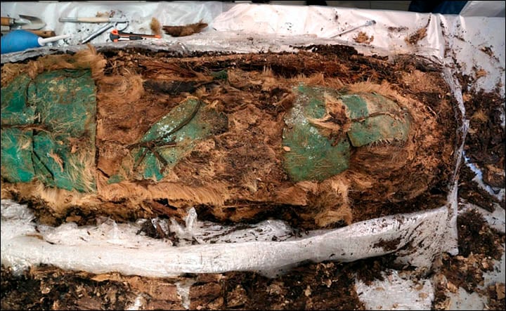 Archaeologists have discovered a well-preserved mummy of a child warrior, wrapped in reindeer hide and fur, near the Arctic. Photo courtesy of the Yamal-Nenets Regional Museum-Exhibition Complex.
